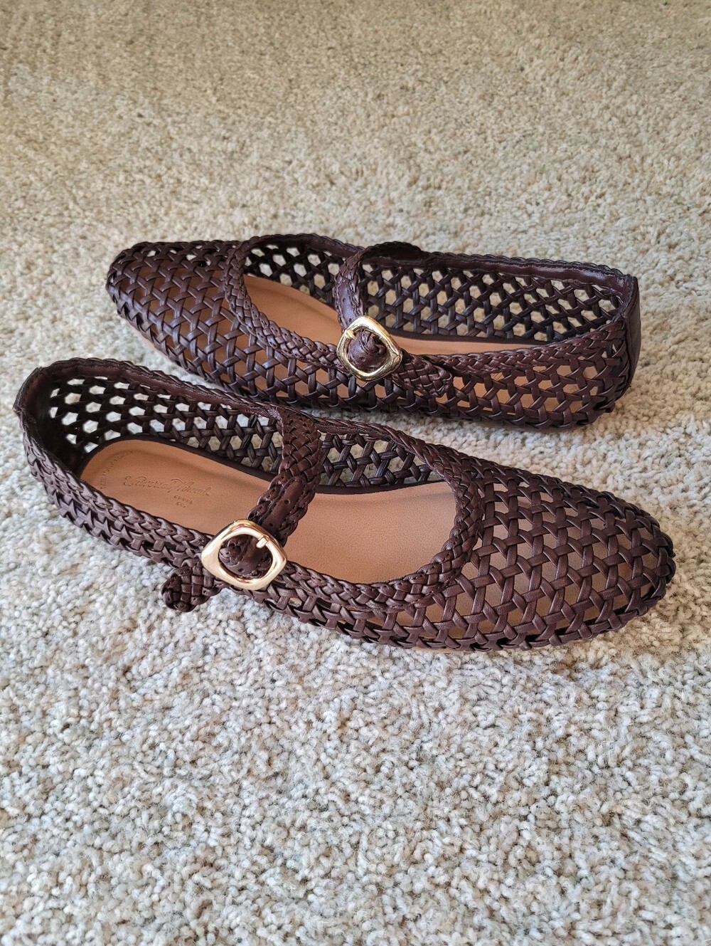 The Popular Woven Mary Jane  Brown  Textured Flat  Stylish & Polished Yet Casual - Picture 3 of 8